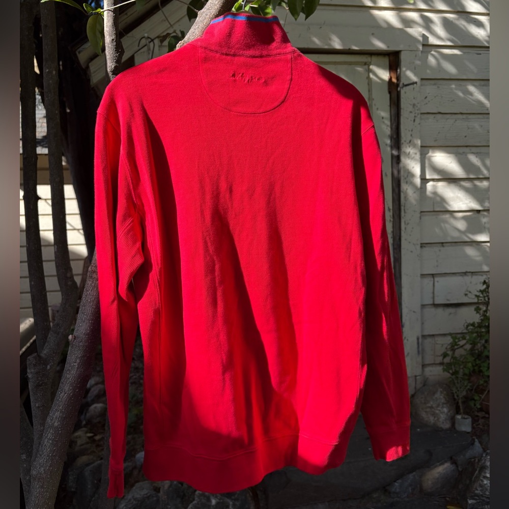 Bobby Jones Red Quarter-Zip Sweater with Contrast Trim - Picture 2 of 4